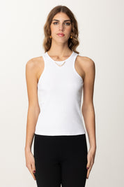 Twin-set Canotta In Maglia Aderente con Catena 251TT2400 BIANCO OTTICO