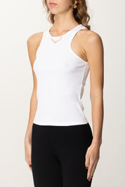 Twin-set Canotta In Maglia Aderente con Catena 251TT2400 BIANCO OTTICO