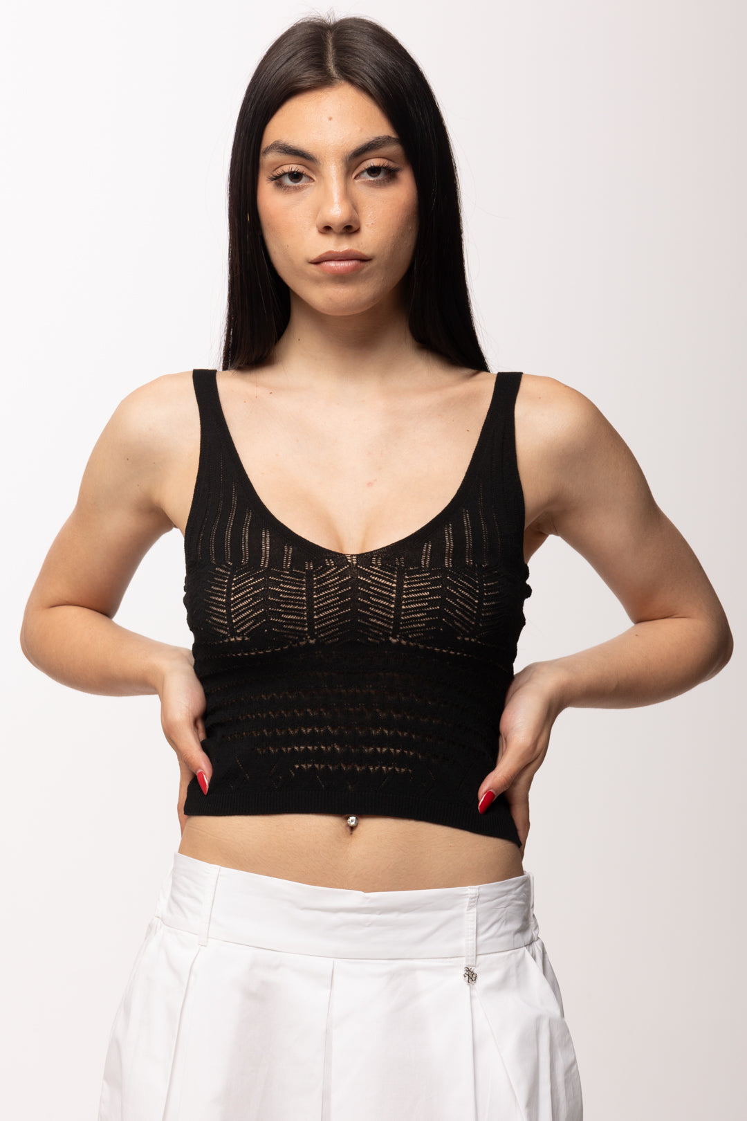 Akep Canotta In Punto Pizzo CNKD13043 NERO