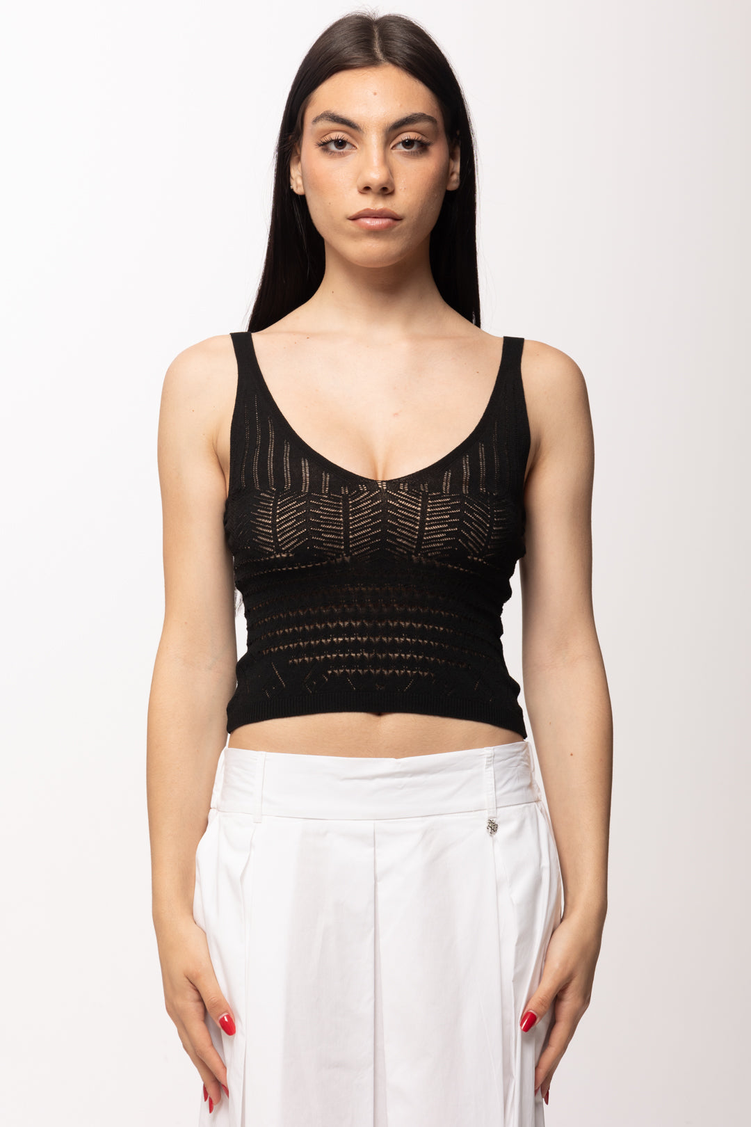 Akep Canotta In Punto Pizzo CNKD13043 NERO
