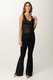 Manila Grace Canotta In Punto Rete Y446ZX NERO