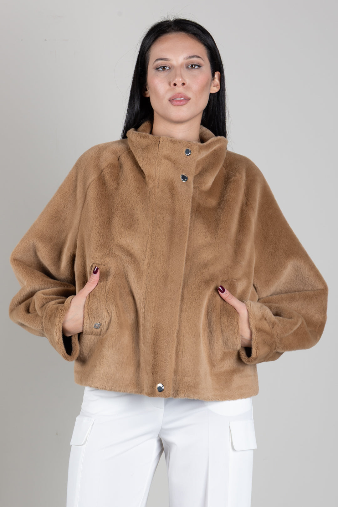 Manila Grace Cappa In Panno con Collo Ampio E046PU APPLE CINNAMON :AI26