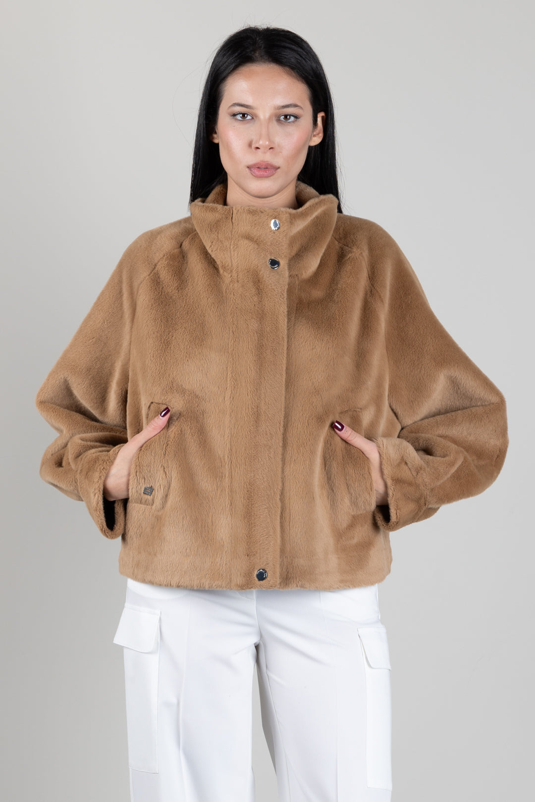 Manila Grace Cappa In Panno con Collo Ampio E046PU APPLE CINNAMON :AI26