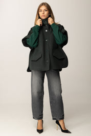 Pinko Cappa In Panno e Satin VERDE PLUVIALE