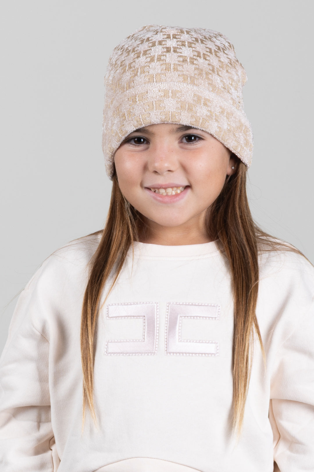 Elisabetta Franchi Bambina Cappellino In Maglia Jacquard Misto Cashmere EFCP037CFL149.D747