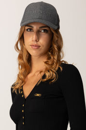 Twin-set Cappello Baseball In Panno con Logo 252TA4430 MEDIUM MELANGE GREY