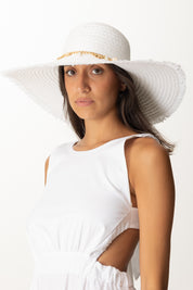 Khloe Femme Cappello In Paglia con Catenina Charms WHITE