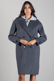 Patrizia Pepe Cappotto 3 In 1 In Misto Lana 8O0104 C7010 GREY WHITE STRIPE