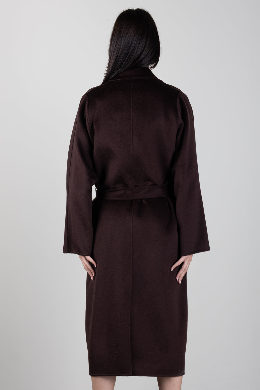 Elisabetta Franchi Cappotto a Vestaglia In Lana con Cintura CP01D66E2 DARK CHOCOLATE