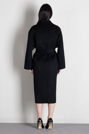 Elisabetta Franchi Cappotto a Vestaglia In Lana con Cintura CP01D66E2 NERO
