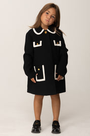 Elisabetta Franchi Bambina Cappotto con Colletto e Tasche Profilate EGCT0040TV094 NERO/MILK