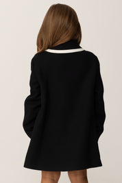 Elisabetta Franchi Bambina Cappotto con Colletto e Tasche Profilate EGCT0040TV094 NERO/MILK