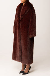 Elisabetta Franchi Cappotto con Texture Effetto Pelo CP69A58E2 MERLOT
