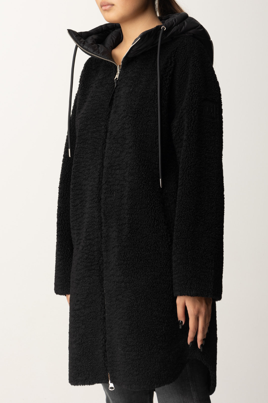 Faux Fur Teddy Zara Nero Cappuccio Teddy Nero Lungo Cappotto Lungo