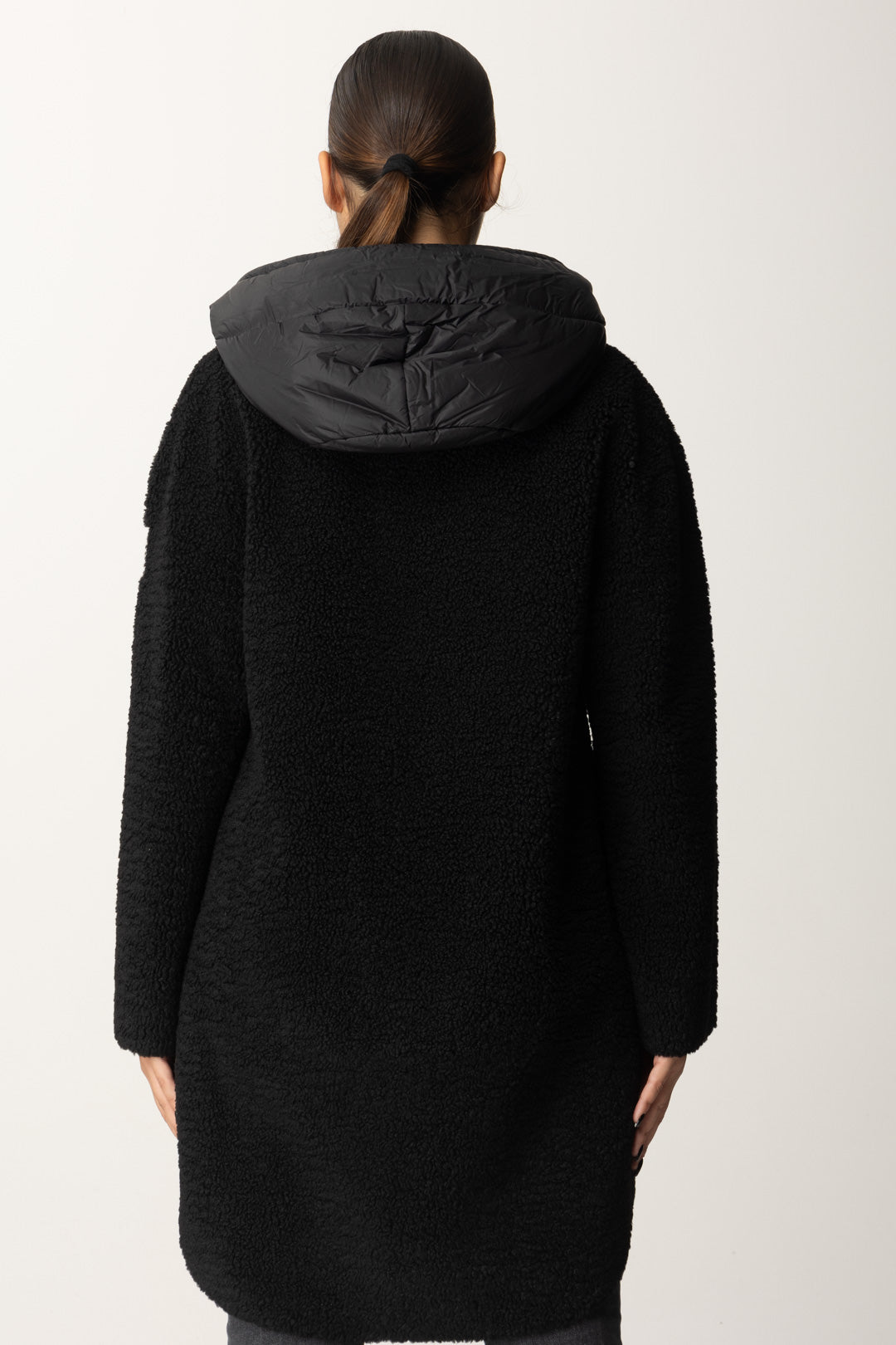 Montereggi Women's Coat with Zip and Hood FW47542 995 LIEBE BLACK