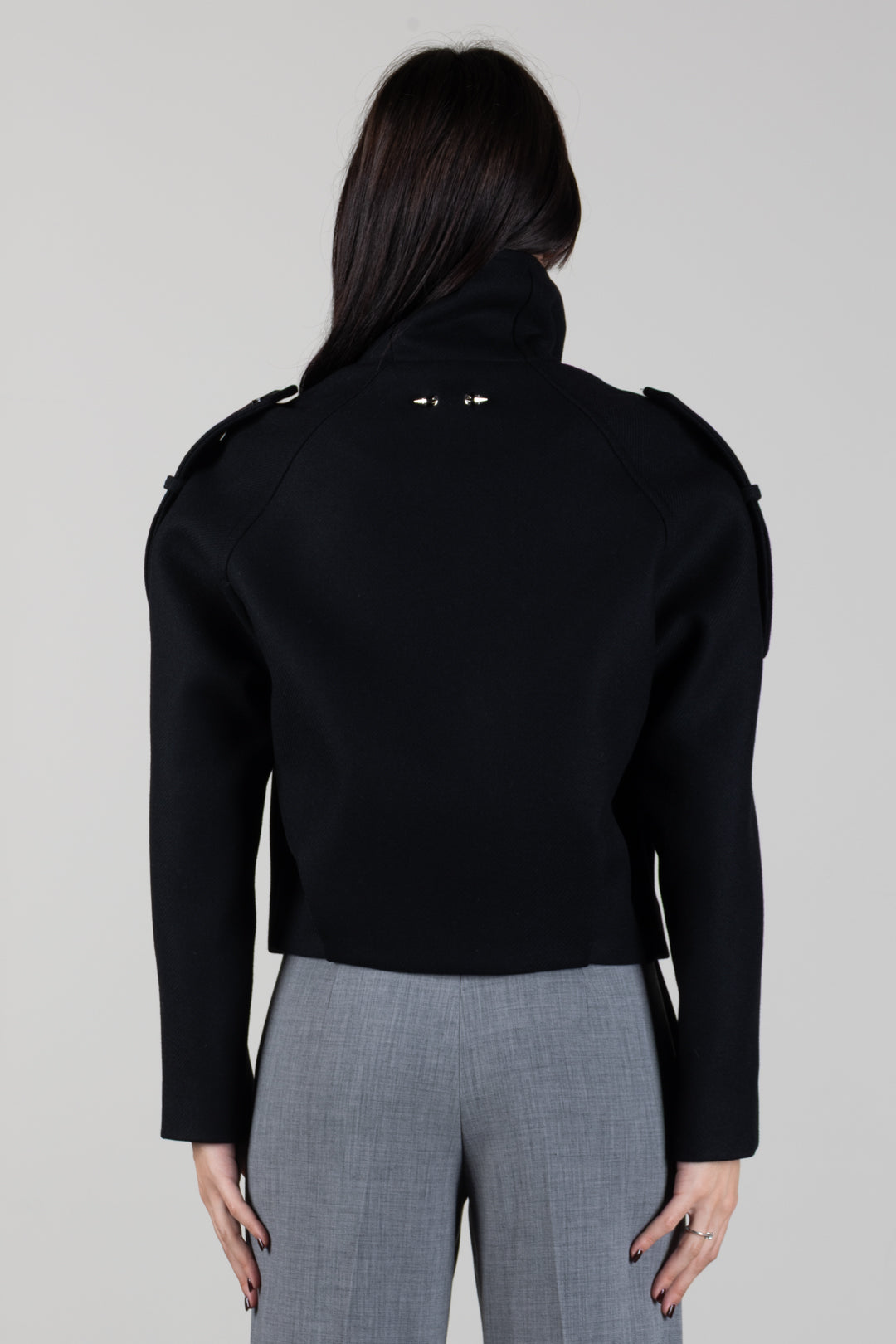 Patrizia Pepe Cappotto Corto Doppiopetto con Collo Alto 2O0146 C0268 NERO