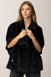 Manila Grace Cappotto Corto In Eco-pelliccia E175PU NERO