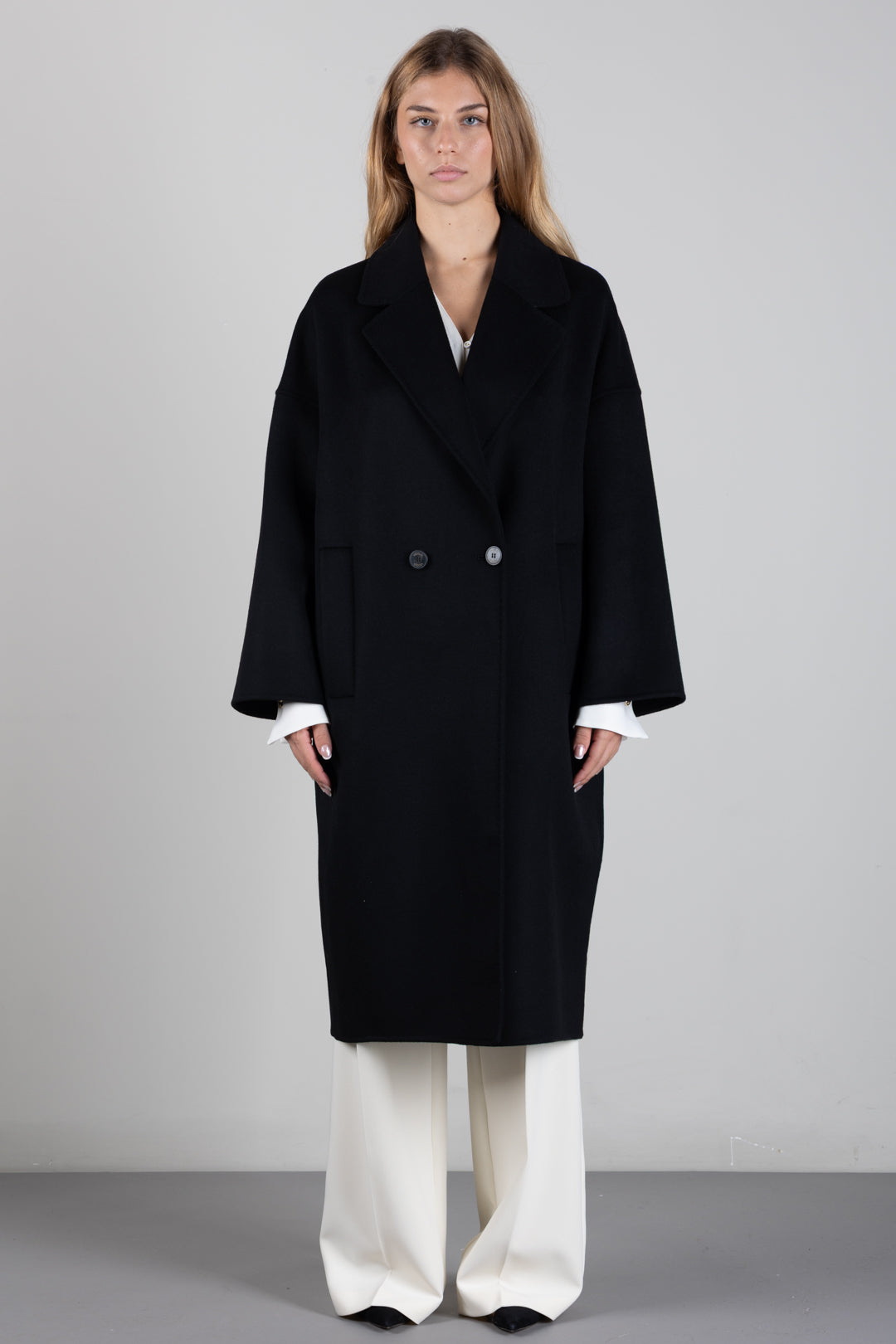 Vicolo Cappotto Doppiopetto In Misto Lana TAC0003 NERO