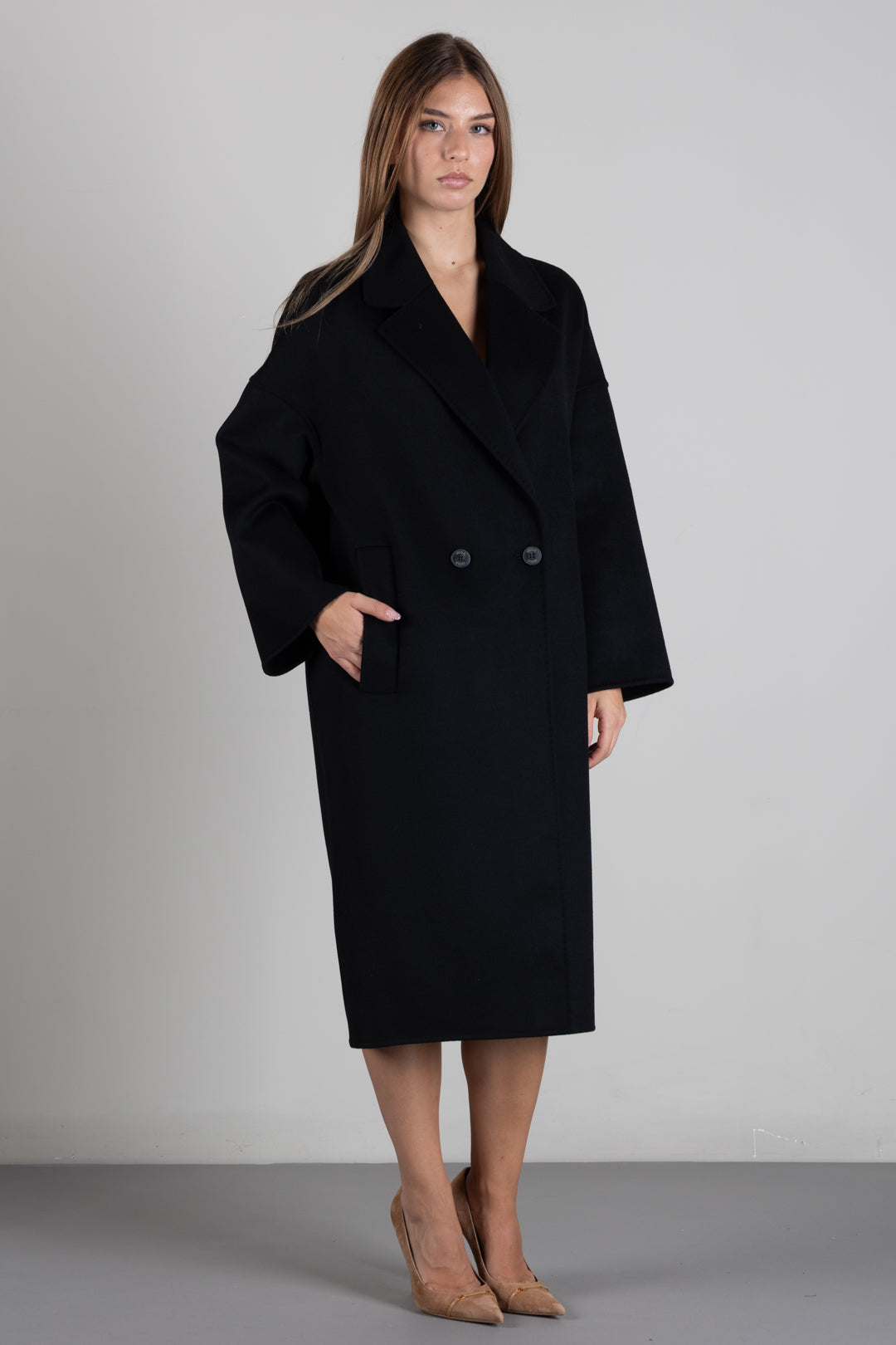 Vicolo Cappotto Doppiopetto In Misto Lana TAC0003 NERO