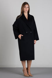 Vicolo Cappotto Doppiopetto In Misto Lana TAC0003 NERO