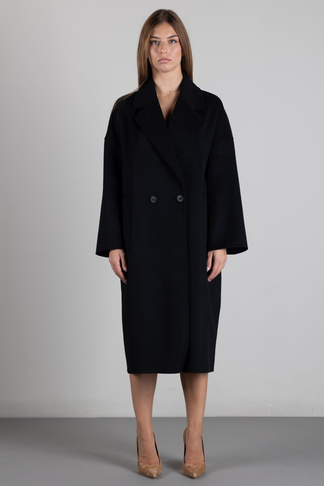 Vicolo Cappotto Doppiopetto In Misto Lana TAC0003 NERO