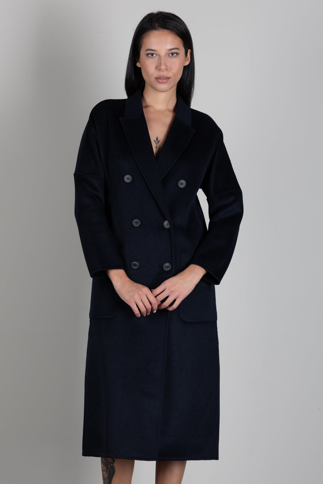 Vicolo Cappotto Doppiopetto In Misto Lana TAC001 BLU