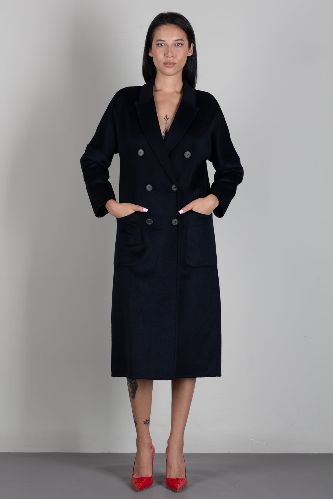 Vicolo Cappotto Doppiopetto In Misto Lana TAC001 BLU