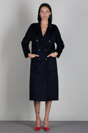 Vicolo Cappotto Doppiopetto In Misto Lana TAC001 BLU