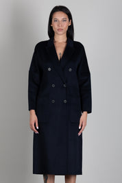 Vicolo Cappotto Doppiopetto In Misto Lana TAC001 BLU