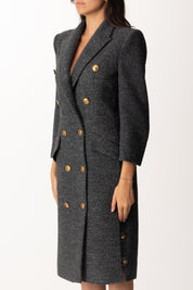 Elisabetta Franchi  Cappotto Doppiopetto In Panno con Bottoni Oro CP00456E2 ANTRACITE