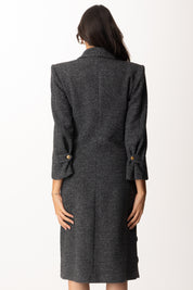 Elisabetta Franchi  Cappotto Doppiopetto In Panno con Bottoni Oro CP00456E2 ANTRACITE