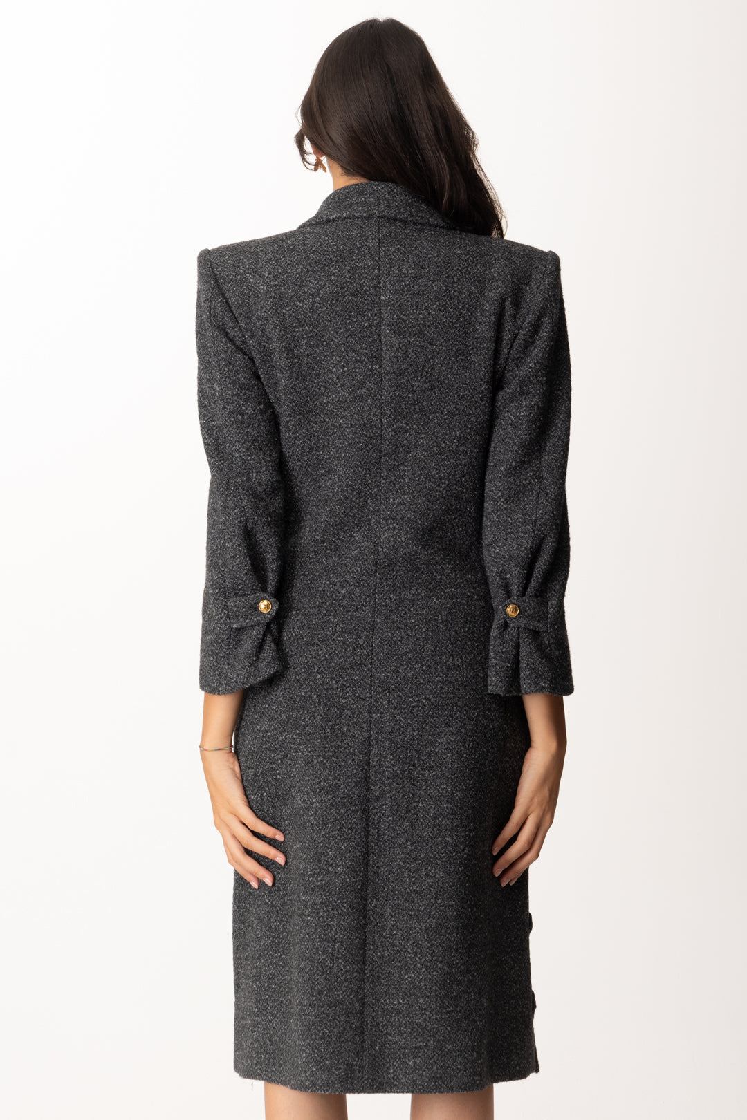 Elisabetta Franchi Woman Double-Breasted Coat in Cloth with Elisabetta Franchi Woman Double-Breasted Coat in Cloth with