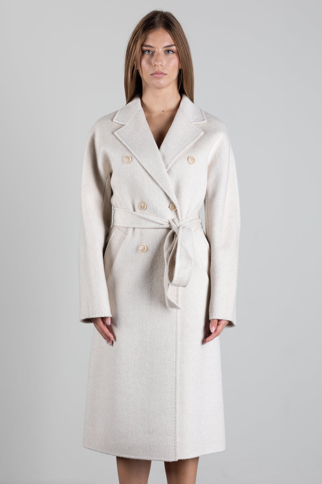 Twin-set Cappotto Doppiopetto In Panno Di Misto Lana 262TT2470 IVORY