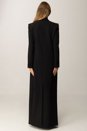 Elisabetta Franchi Cappotto Doppiopetto Lungo con Dettagli In Raso CP01358E2 NERO