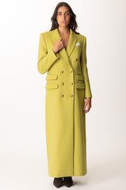 Elisabetta Franchi Cappotto Doppiopetto Lungo In Panno Di Lana CP00256E2 IGUANA