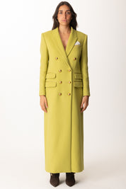 Elisabetta Franchi Cappotto Doppiopetto Lungo In Panno Di Lana CP00256E2 IGUANA