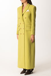 Elisabetta Franchi Cappotto Doppiopetto Lungo In Panno Di Lana CP00256E2 IGUANA