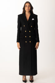 Elisabetta Franchi Cappotto Doppiopetto Lungo In Panno Di Lana CP00256E2 NERO
