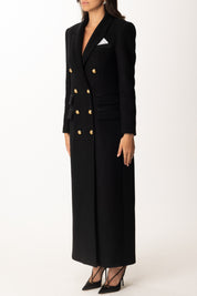 Elisabetta Franchi Cappotto Doppiopetto Lungo In Panno Di Lana CP00256E2 NERO