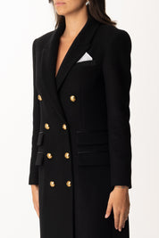 Elisabetta Franchi Cappotto Doppiopetto Lungo In Panno Di Lana CP00256E2 NERO