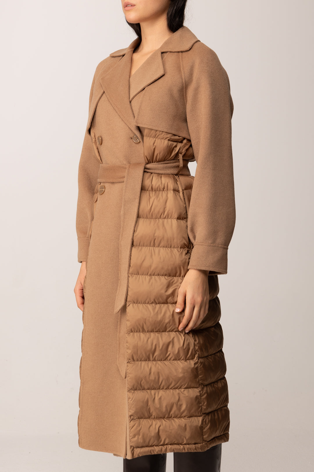 Twin-set Cappotto Imbottito con Cintura 252TP2221 SANDY BROWN