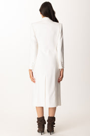 Elisabetta Franchi Cappotto In Doppio Crêpe con Zip e Bottoni CP01056E2 AVORIO