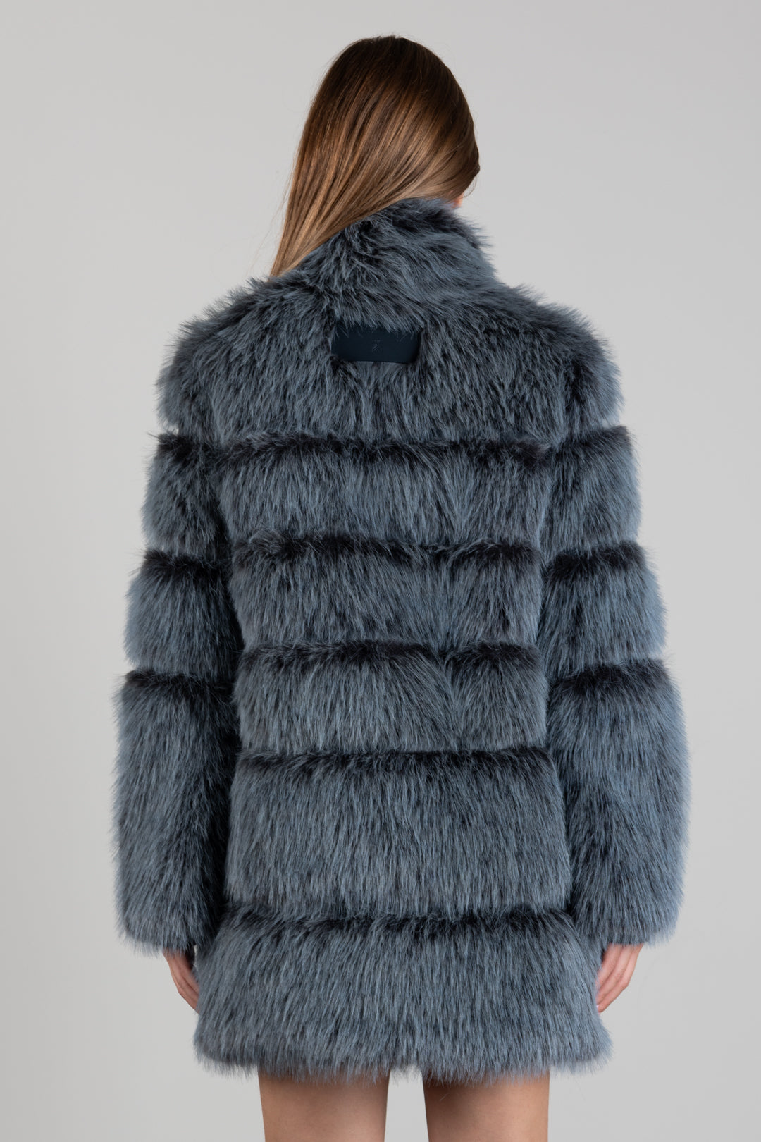 Patrizia Pepe Cappotto In Faux Fur con Collo Alto e Fibbia 2O0196 E077 NEXUS BLUE MELANGE