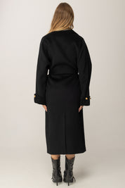 Elisabetta Franchi Cappotto In Panno Misto Lana con Cintura CP68D56E2 NERO