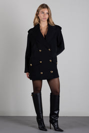 Elisabetta Franchi Cappotto In Scuba Doppiopetto con Bottoni Dorati CP00766E2 NERO