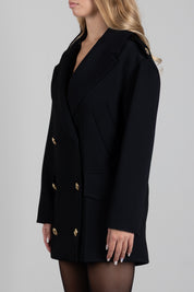 Elisabetta Franchi Cappotto In Scuba Doppiopetto con Bottoni Dorati CP00766E2 NERO