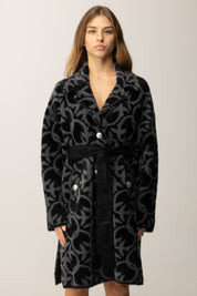 Pinko Cappotto Jacquard Effetto Velluto con Cintura GRIGIO/NERO