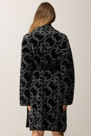 Pinko Cappotto Jacquard Effetto Velluto con Cintura GRIGIO/NERO
