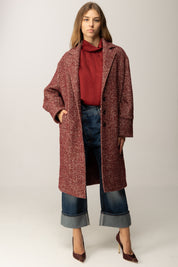 Manila Grace Cappotto Lungo Chevron In Misto Lana K170PT BURGUNDY