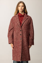 Manila Grace Cappotto Lungo Chevron In Misto Lana K170PT BURGUNDY